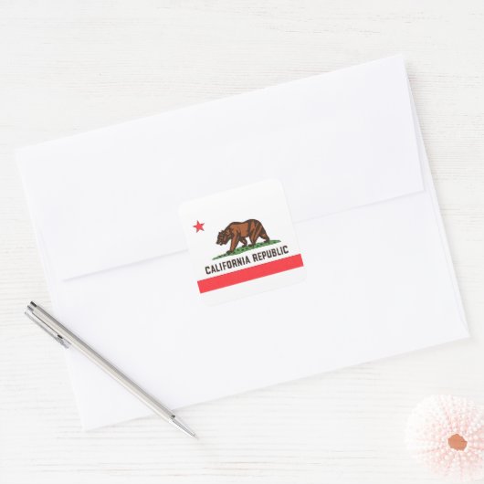 CALIFORNIA FLAG VIERKANTE STICKER (Envelop)