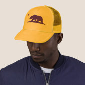 California Flag Yellow Trucker Hat Trucker Pet (In situ)
