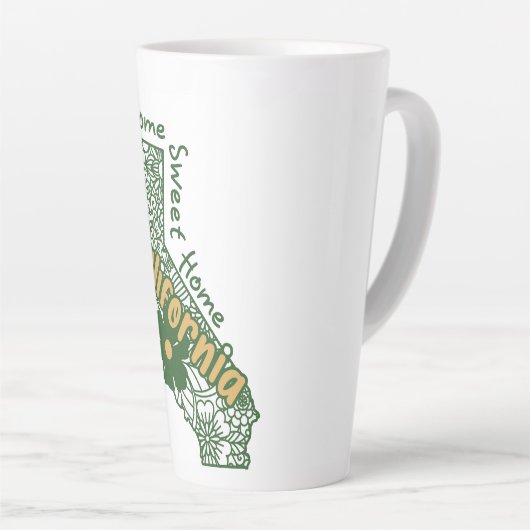 California Floral Doodles Latte Mok (Rechterhoek)