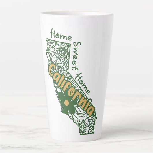 California Floral Doodles Latte Mok (Voorkant)