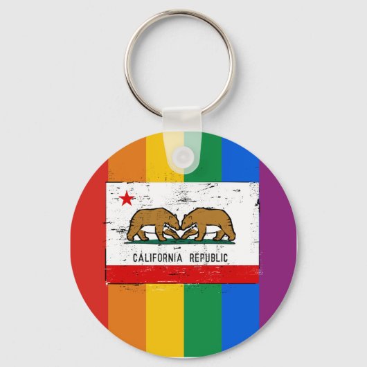 CALIFORNIA GAY MARRIAGE FLAG SLEUTELHANGER (Voorkant)