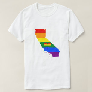 California Gay Pride Rainbow Flag Heart GLBTQ T-shirt