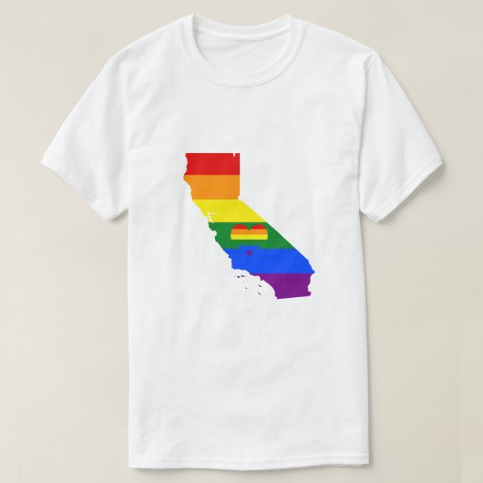 California Gay Pride Rainbow Flag Heart GLBTQ T-shirt (Design voorkant)