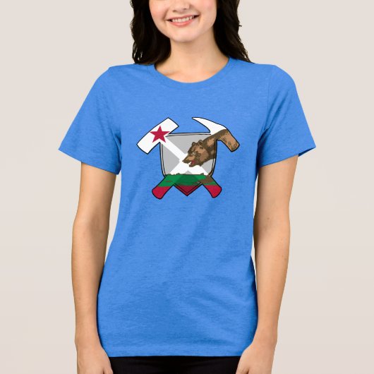California Geoloog- Rock Hammer en Shield Tri-Blend Shirt (Voorkant)