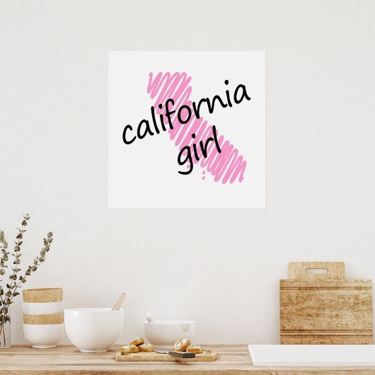 California Girl met Scribble California Map Poster (Keuken)