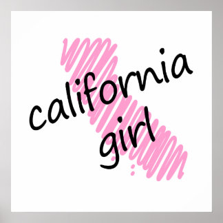 California Girl met Scribble California Map Poster
