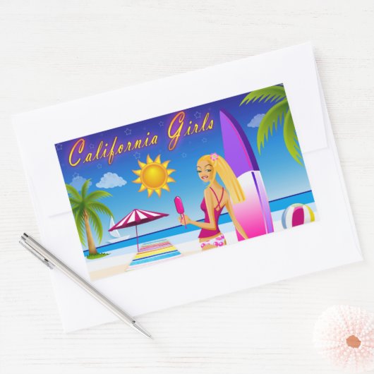 California Girls Rechthoekige Sticker (Envelop)