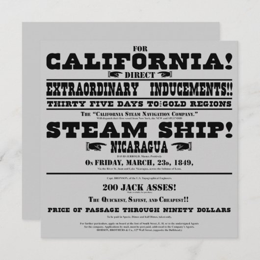 California Gold Rush Handbill (Voorkant / Achterkant)