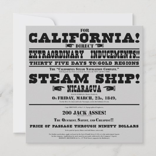 California Gold Rush Handbill (Voorkant)