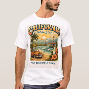 California Golden State Vintage Sunset Beach T-Shi T-shirt