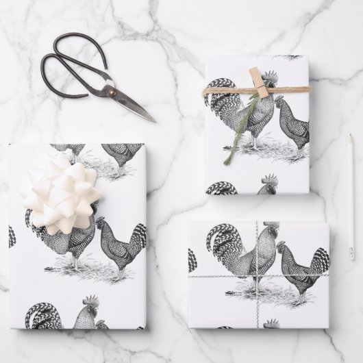 California Gray Rooster and Hen Inpakpapier Vel (Voorkant)