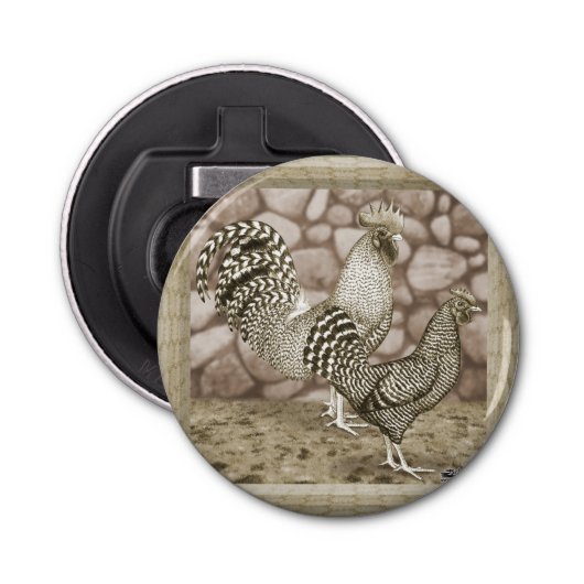 California Grey Chickens Button Flesopener (Voorkant)