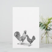 California Grey Rooster en Hen Briefpapier (Staand voorkant)