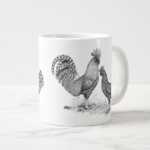 California Grey Rooster en Hen Grote Koffiekop (Voorkant rechts)
