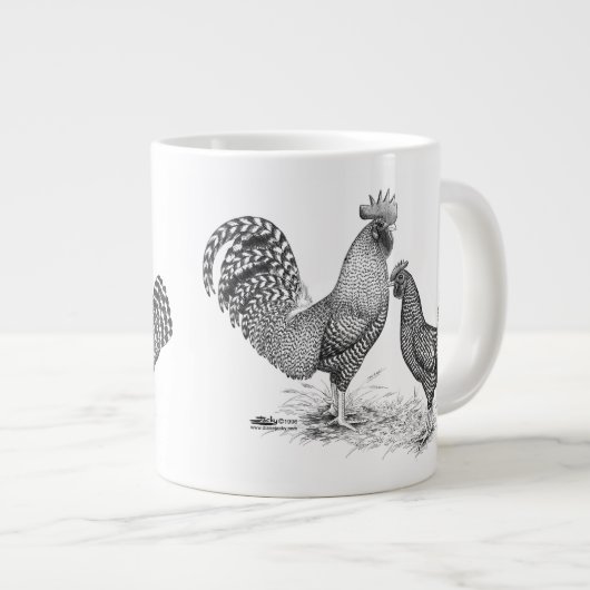 California Grey Rooster en Hen Grote Koffiekop (Voorkant rechts)