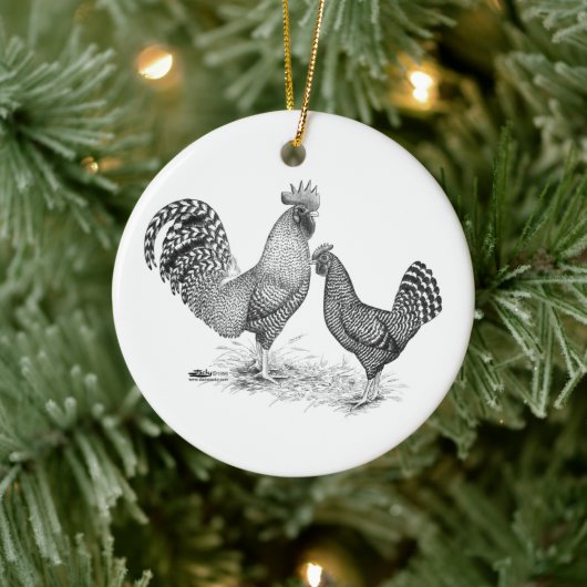 California Grey Rooster en Hen Keramisch Ornament (Boom)
