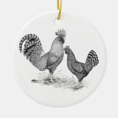 California Grey Rooster en Hen Keramisch Ornament (Voorkant)