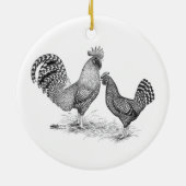 California Grey Rooster en Hen Keramisch Ornament (Achterkant)