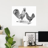 California Grey Rooster en Hen Poster (Thuiskantoor)