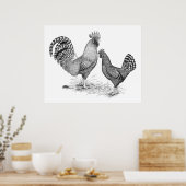 California Grey Rooster en Hen Poster (Keuken)
