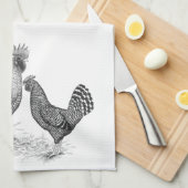 California Grey Rooster en Hen Theedoek (Quarter Fold)