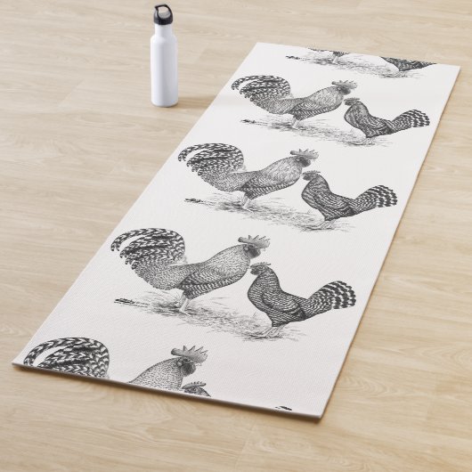 California Grey Rooster en Hen Yogamat (In situ)