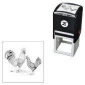 California Grey Rooster en Hen Zelfinktende Stempel (In situ)