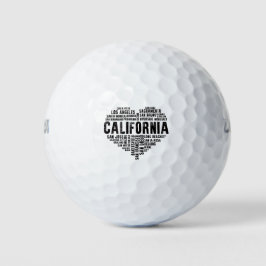 California Heart Love LA San Francisco San Diego Golfballen