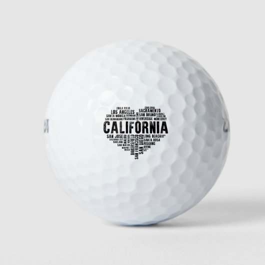 California Heart Love LA San Francisco San Diego Golfballen (Voorkant)