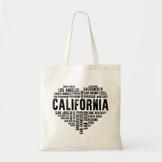 California Heart Love LA San Francisco San Diego Tote Bag (Voorkant)