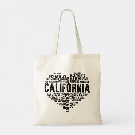 California Heart Love LA San Francisco San Diego Tote Bag (Achterkant)
