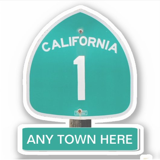 California Highway 1 met ELKE STAD Sticker (Voorkant)