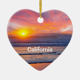 California Holiday Heart Keramisch Ornament