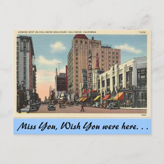 California, Hollywood Boulevard Briefkaart (Voorkant)