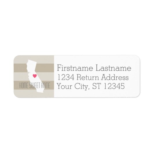 California Home State Love met Custom Heart Etiket (Voorkant)