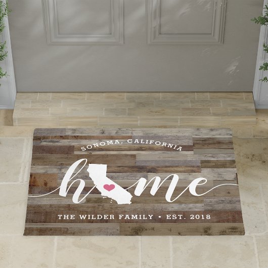 California Home State Personalized Wood Kijk uit Deurmat