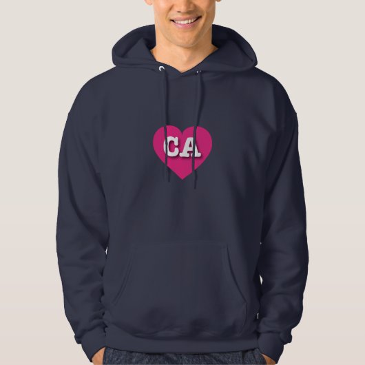 California Hot Pink Heart - Ik hou van CA Hoodie (Voorkant)