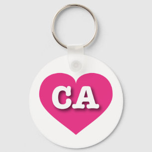 California Hot Pink Heart - Ik hou van CA Sleutelhanger