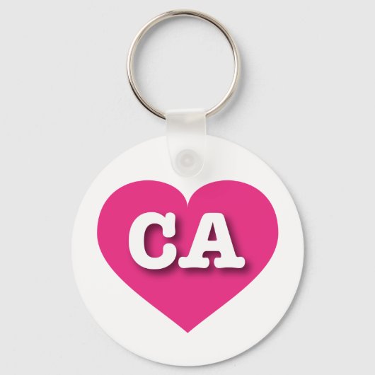 California Hot Pink Heart - Ik hou van CA Sleutelhanger (Voorkant)
