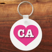 California Hot Pink Heart - Ik hou van CA Sleutelhanger (Voorkant)