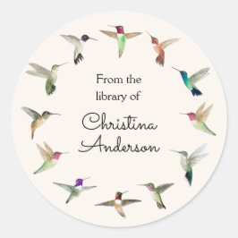 California Hummingbird Book Bord Ronde Sticker