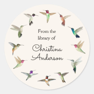 California Hummingbird Book Bord Ronde Sticker