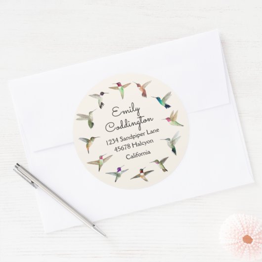 California Hummingbird Ronde Sticker (Envelop)