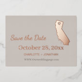 California Huwelijk Save The Date Rose Goud Folie Uitnodiging (Voorkant)