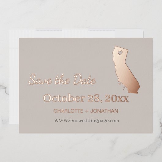 California Huwelijk Save The Date Rose Goud Folie Uitnodiging (Envelop)