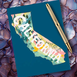 California Illustrated Map Briefkaart