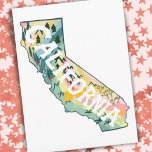 California Illustrated Map Briefkaart<br><div class="desc">Bekijk deze kleurrijke staatskaarttekening. Ga naar mijn winkel voor meer staten en meer overeenkomende objecten!</div>