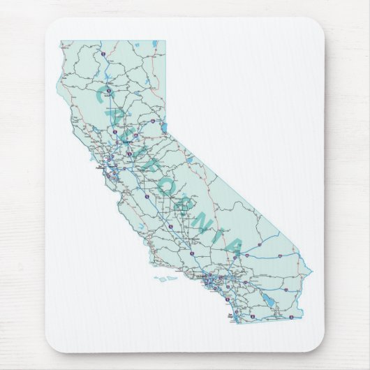 California Interstate Map Mousepad Muismat (Voorkant)