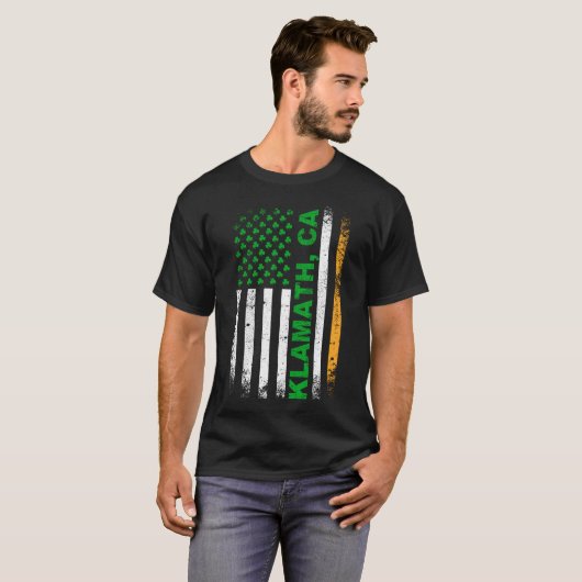 CALIFORNIA - Irish American Flag KLAMATH, CA T-shirt (Voorkant volledig)