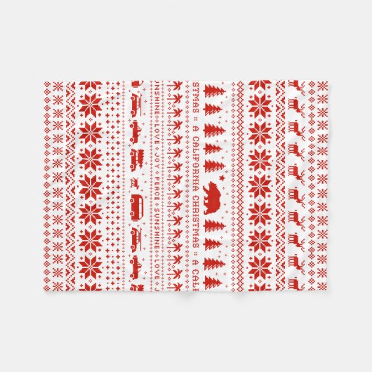 California Kerstfeestay Pattern Cute Xmas Fleece Deken (Voorkant (Horizontaal))